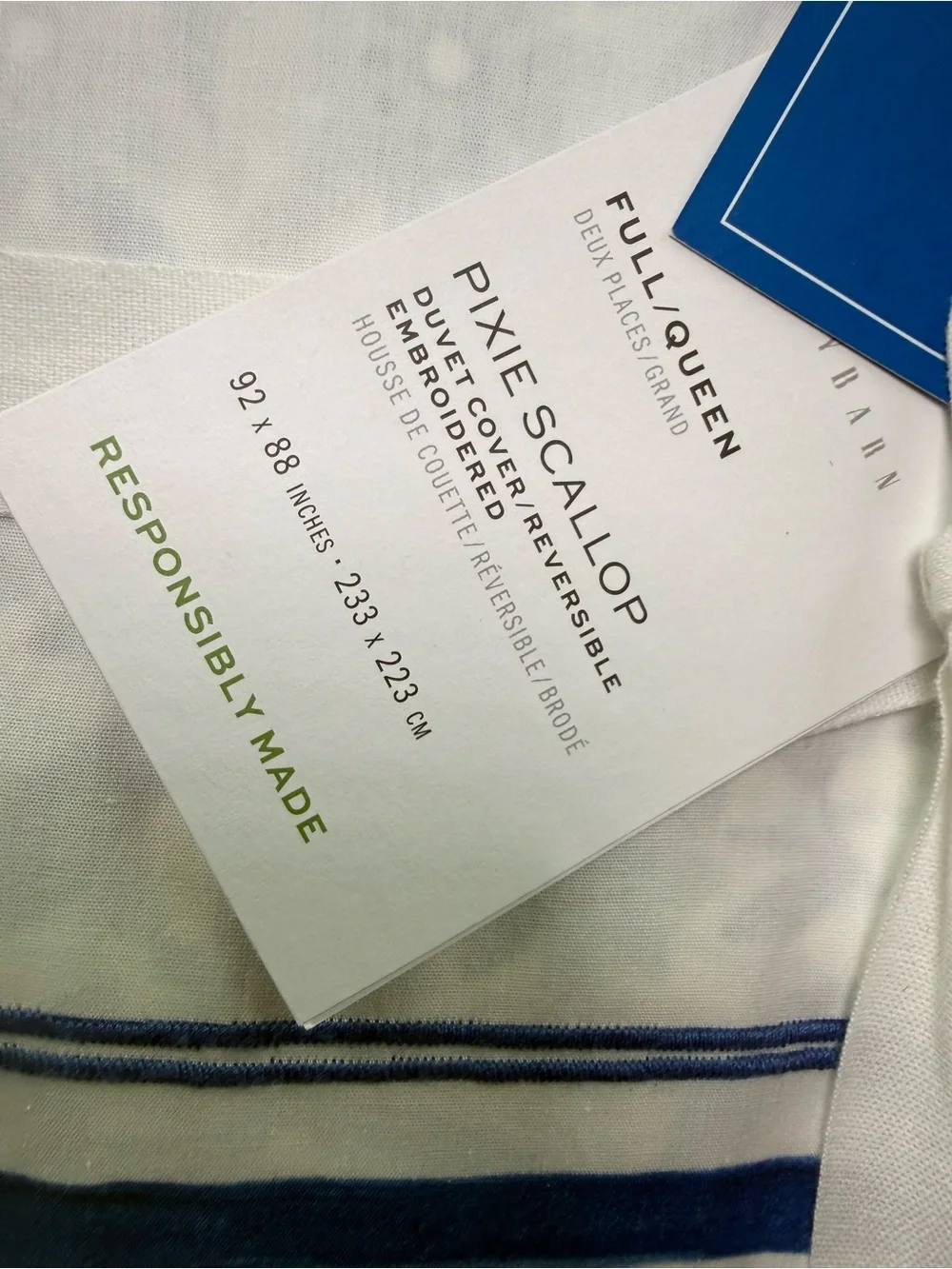 Pottery Barn Mark D. Sikes Pixie Scallop Duvet Cover Reversible Full/Queen 3068
